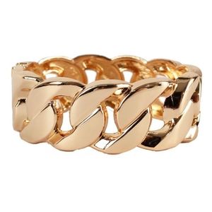 Gold Chunky Chain Link Bracelet Metal Bangle Thick Bold Statement Jewelry